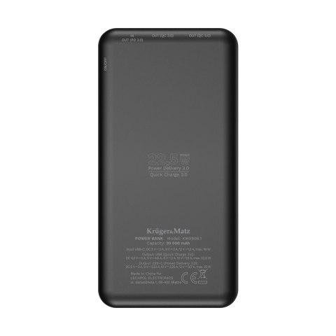 PowerBank Kruger&Matz 20000 mAh Li-pol z funkcją QC oraz PD