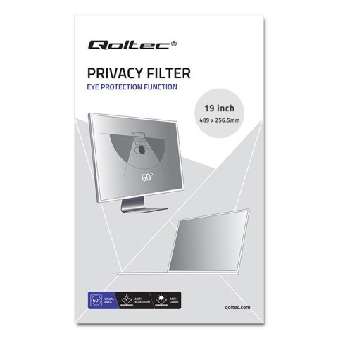 Qoltec Filtr prywatyzujący RODO 19" | 16:10