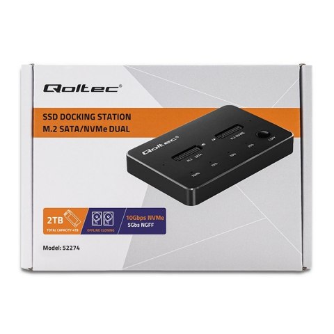Qoltec Stacja dokująca dysków 2x M.2 NVME SATA SSD | USB-C