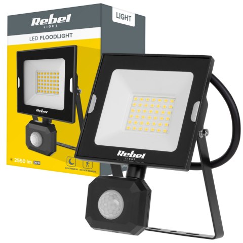 Reflektor LED naświetlacz Rebel 30W z sensorem ruchu i zmierzchu, 4000K, 230V