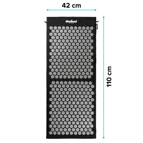 Mata zdrowotna z kolcami do akupresury z poduszką, 110x42cm, XL, szare kolce, Rebel Active