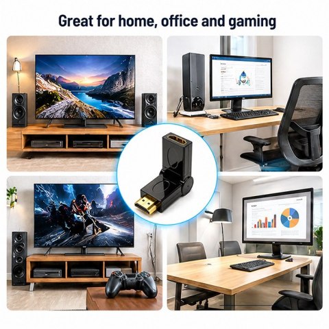 Qoltec Adapter HDMI A męski | HDMI A żeński | kątowy | obrotowy
