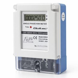 Qoltec Jednofazowy elektroniczny licznik prądu | miernik zużycia energii | 230V | 5(60)A | LCD