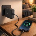 Qoltec Ładowarka sieciowa GaN Super Fast 100W | USB-C PD | 5-20V | 3-5A | Laptop | MacBook | Smartfon | kabel 1.8m