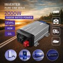 Qoltec Przetwornica napięcia Pure Sine Wave | 12V na 230V | 1000/2000W | LCD | USB | USB-C | Kompatybilna z LiFePO4 GEL AGM