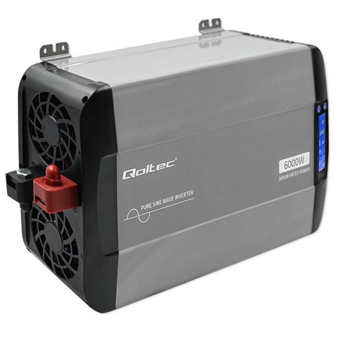 Qoltec Przetwornica napięcia Pure Sine Wave | 12V na 230V | 3000/6000W | LCD | USB | USB-C | Kompatybilna z LiFePO4 GEL AGM