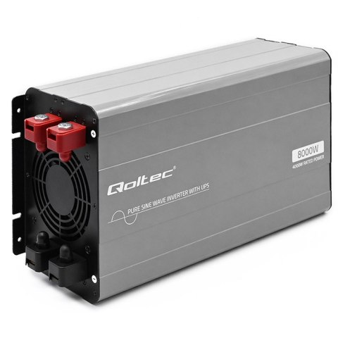 Qoltec Przetwornica napięcia Pure Sine Wave z UPS | 12V na 230V | 4000/8000W | USB | Kompatybilna z LiFePO4 GEL AGM