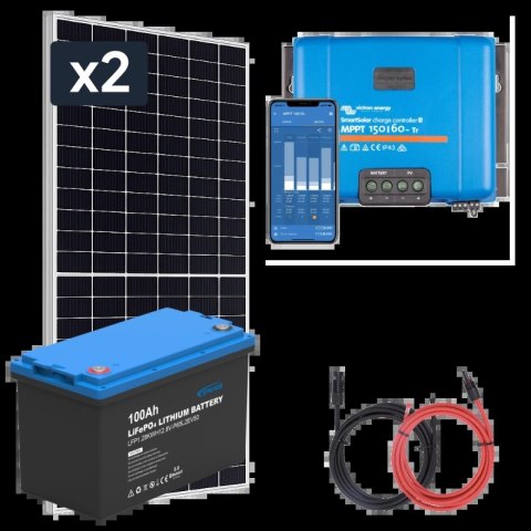 Panel słoneczny 910W i akumulator LiFePO4 100Ah z regulatorem MPPT