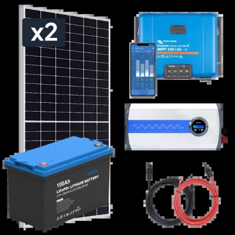 Zestaw PV 910W, akumulator LiFePO4 100Ah, regulator MPPT i przetwornica
