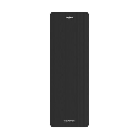Mata gimnastyczna do ćwiczeń joga, pilates, fitness, 183x61cm, grubość 1 cm, materiał NBR, czarna, REBEL ACTIVE