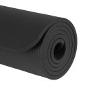 Mata gimnastyczna do ćwiczeń joga, pilates, fitness, 183x61cm, grubość 1 cm, materiał NBR, czarna, REBEL ACTIVE