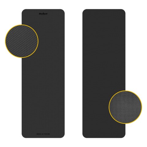 Mata gimnastyczna do ćwiczeń joga, pilates, fitness, 183x61cm, grubość 1cm, materiał TPE, czarna, REBEL ACTIVE