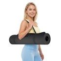 Mata gimnastyczna do ćwiczeń joga, pilates, fitness, 183x61cm, grubość 1cm, materiał TPE, czarna, REBEL ACTIVE
