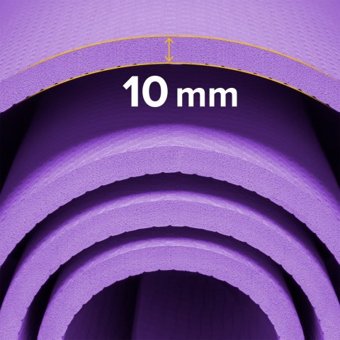 Mata gimnastyczna do ćwiczeń joga, pilates, fitness, 183x61cm, grubość 1cm, materiał TPE, fioletowa, REBEL ACTIVE