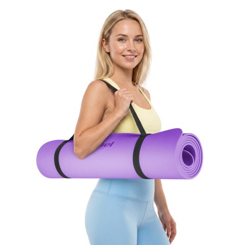 Mata gimnastyczna do ćwiczeń joga, pilates, fitness, 183x61cm, grubość 1cm, materiał TPE, fioletowa, REBEL ACTIVE