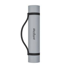 Mata gimnastyczna do ćwiczeń joga, pilates, fitness, 183x61cm, grubość 1cm, materiał TPE, szara, REBEL ACTIVE