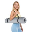 Mata gimnastyczna do ćwiczeń joga, pilates, fitness, 183x61cm, grubość 1cm, materiał TPE, szara, REBEL ACTIVE