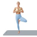 Mata gimnastyczna do ćwiczeń joga, pilates, fitness, 183x61cm, grubość 1cm, materiał TPE, szara, REBEL ACTIVE