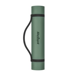 Mata gimnastyczna do ćwiczeń joga, pilates, fitness, 183x61cm, grubość 1cm, materiał TPE, zielona, REBEL ACTIVE