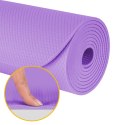 Mata gimnastyczna do ćwiczeń joga, pilates, fitness, 183x61cm, grubość 4mm, materiał TPE, fioletowa, REBEL ACTIVE
