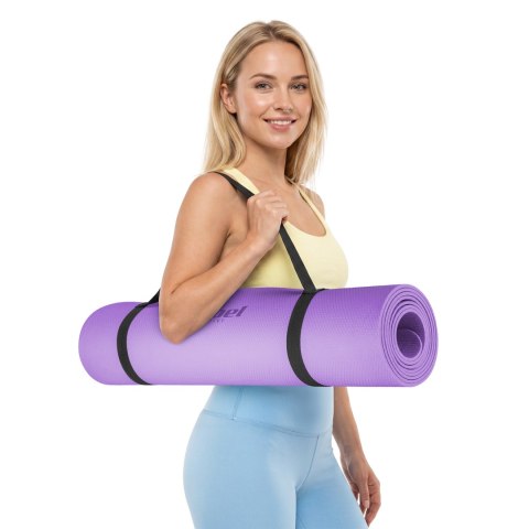 Mata gimnastyczna do ćwiczeń joga, pilates, fitness, 183x61cm, grubość 4mm, materiał TPE, fioletowa, REBEL ACTIVE