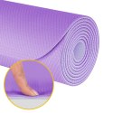 Mata gimnastyczna do ćwiczeń joga, pilates, fitness, 183x61cm, grubość 4mm, materiał TPE, fioletowa, REBEL ACTIVE