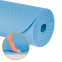 Mata gimnastyczna do ćwiczeń joga, pilates, fitness, 183x61cm, grubość 4mm, materiał TPE, niebieska, REBEL ACTIVE