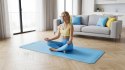 Mata gimnastyczna do ćwiczeń joga, pilates, fitness, 183x61cm, grubość 4mm, materiał TPE, niebieska, REBEL ACTIVE