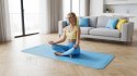 Mata gimnastyczna do ćwiczeń joga, pilates, fitness, 183x61cm, grubość 4mm, materiał TPE, niebieska, REBEL ACTIVE
