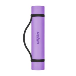 Mata gimnastyczna do ćwiczeń joga, pilates, fitness, 183x61cm, grubość 6mm, materiał TPE, fioletowa, REBEL ACTIVE