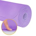 Mata gimnastyczna do ćwiczeń joga, pilates, fitness, 183x61cm, grubość 6mm, materiał TPE, fioletowa, REBEL ACTIVE