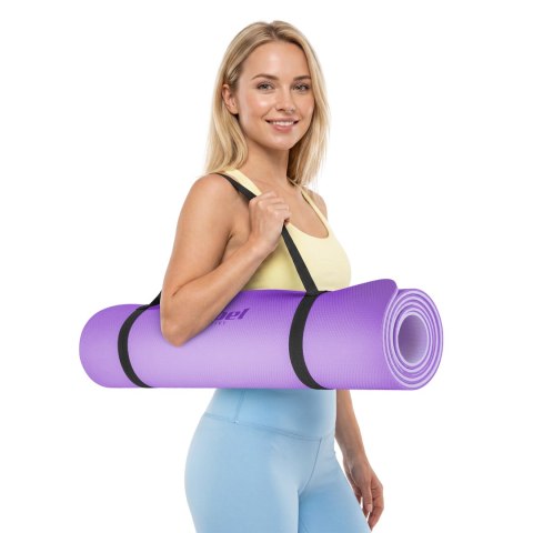 Mata gimnastyczna do ćwiczeń joga, pilates, fitness, 183x61cm, grubość 6mm, materiał TPE, fioletowa, REBEL ACTIVE