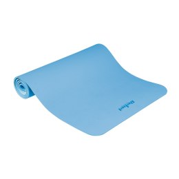 Mata gimnastyczna do ćwiczeń joga, pilates, fitness, 183x61cm, grubość 6mm, materiał TPE, niebieska, REBEL ACTIVE