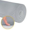 Mata gimnastyczna do ćwiczeń joga, pilates, fitness, 183x61cm, grubość 6mm, materiał TPE, szara, REBEL ACTIVE