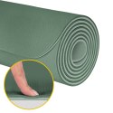 Mata gimnastyczna do ćwiczeń joga, pilates, fitness, 183x61cm, grubość 6mm, materiał TPE, zielona, REBEL ACTIVE