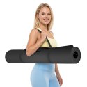 Mata gimnastyczna do ćwiczeń joga, pilates, fitness, 200x115cm, grubość 1cm, materiał TPE, czarna, REBEL ACTIVE