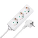 Przedłużacz 3 gniazda 3m typu niemieckiego bez przełącznika (3x1,5mm) Rebel biały