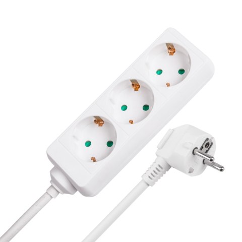 Przedłużacz 3 gniazda 3m typu niemieckiego bez przełącznika (3x1,5mm) Rebel biały
