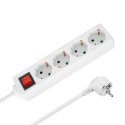 Przedłużacz 4 gniazda 1,5m typu niemieckiego z przełącznikiem (3x1,0mm) Rebel biały