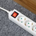 Przedłużacz 4 gniazda 1,5m typu niemieckiego z przełącznikiem (3x1,0mm) Rebel biały