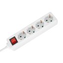Przedłużacz 4 gniazda 3m typu niemieckiego z przełącznikiem (3x1,5mm) Rebel biały