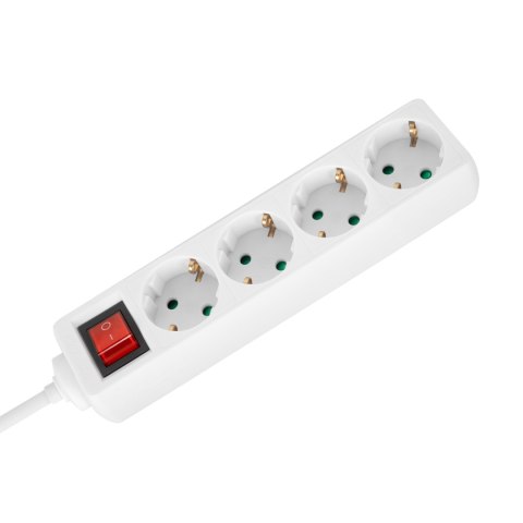 Przedłużacz 4 gniazda 3m typu niemieckiego z przełącznikiem (3x1,5mm) Rebel biały