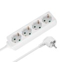 Przedłużacz 4 gniazda 3m typu niemieckiego bez przełącznika (3x1,5mm) Rebel biały