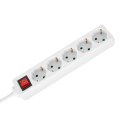 Przedłużacz 5 gniazd 2m typu niemieckiego z przełącznikiem (3x1,5mm) Rebel biały