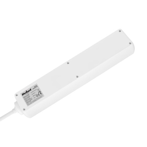 Przedłużacz 5 gniazd 2m typu niemieckiego z przełącznikiem (3x1,5mm) Rebel biały