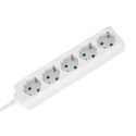 Przedłużacz 5 gniazd 3m typu niemieckiego bez przełącznika (3x1,5mm) Rebel biały