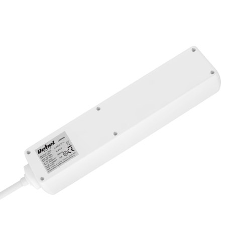 Przedłużacz 5 gniazd 3m typu niemieckiego bez przełącznika (3x1,5mm) Rebel biały