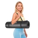 Mata gimnastyczna do ćwiczeń joga, pilates, fitness, 183x61cm, grubość 1.5cm, materiał NBR, czarna, REBEL ACTIVE