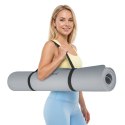 Mata gimnastyczna do ćwiczeń joga, pilates, fitness, 200x115cm, grubość 1cm, materiał TPE, szara, REBEL ACTIVE