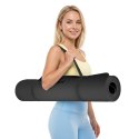 Mata gimnastyczna do ćwiczeń joga, pilates, fitness, 200x90cm, grubość 1cm, materiał TPE, czarna, REBEL ACTIVE